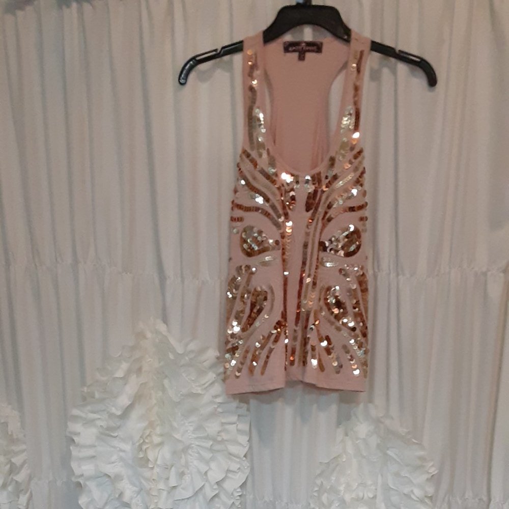 Almost Famous pink sequinced tank